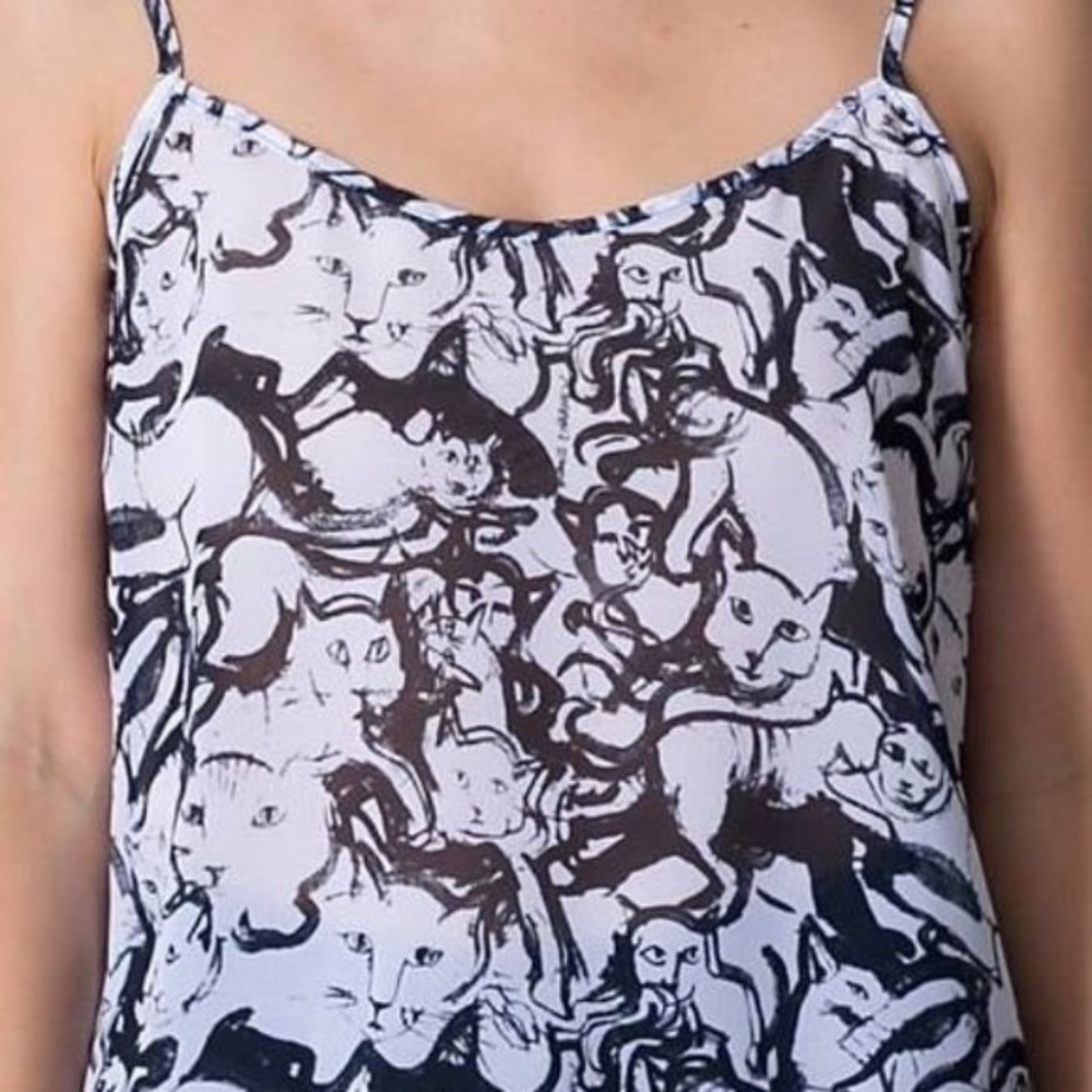American Apparel Cat Print Chiffon Cami